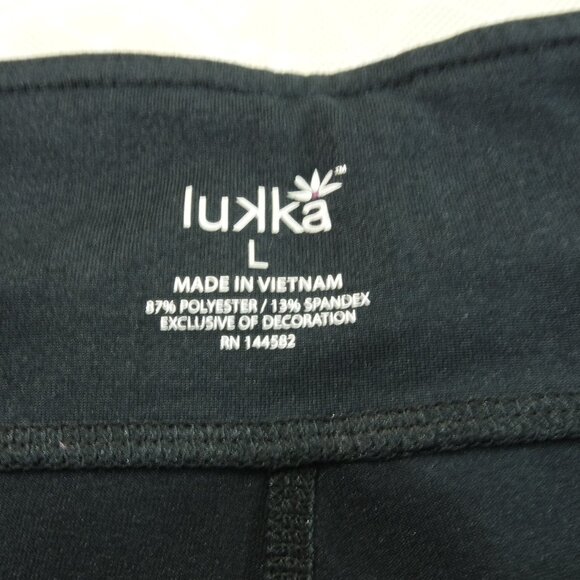 LUKKA Black Pink Accent Cropped Athletic Athleisure Leggings - Picture 8 of 11